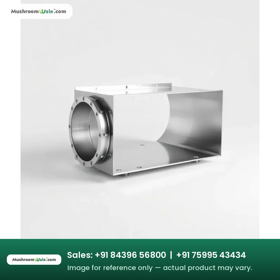 GI sheet air duct section with flanged joints for mushroom room ventilation