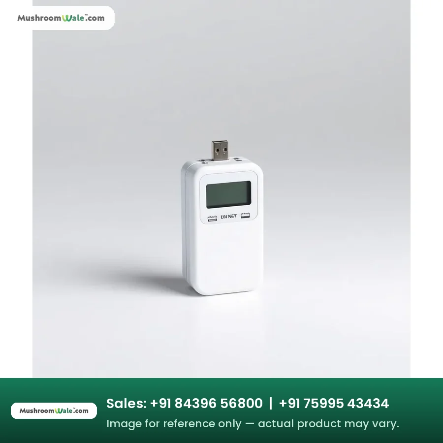 Temperature and humidity USB data logger for mushroom farm monitoring