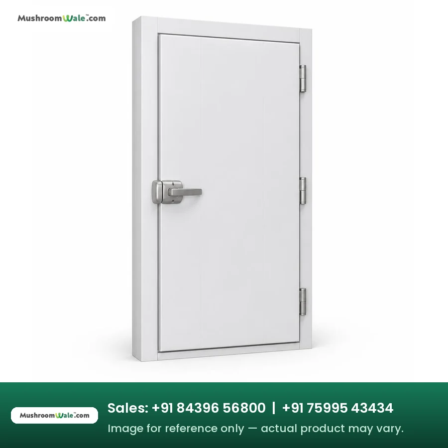 White insulated PUF flash door with stainless steel handle
