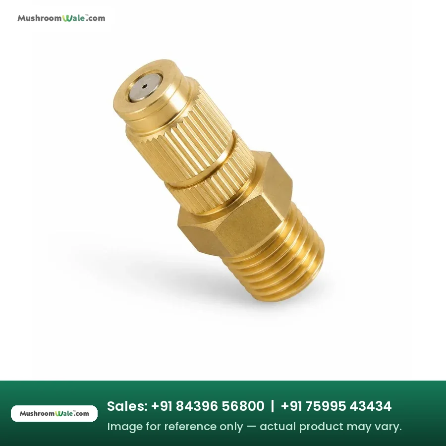 Brass anti-drip fogging nozzle for mushroom room humidification